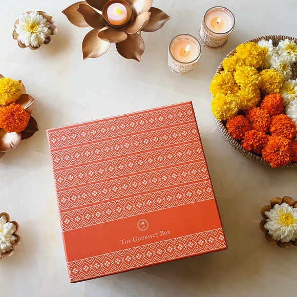 Orange Traditional Gift Box - 9x9 inch - The Gourmet Box