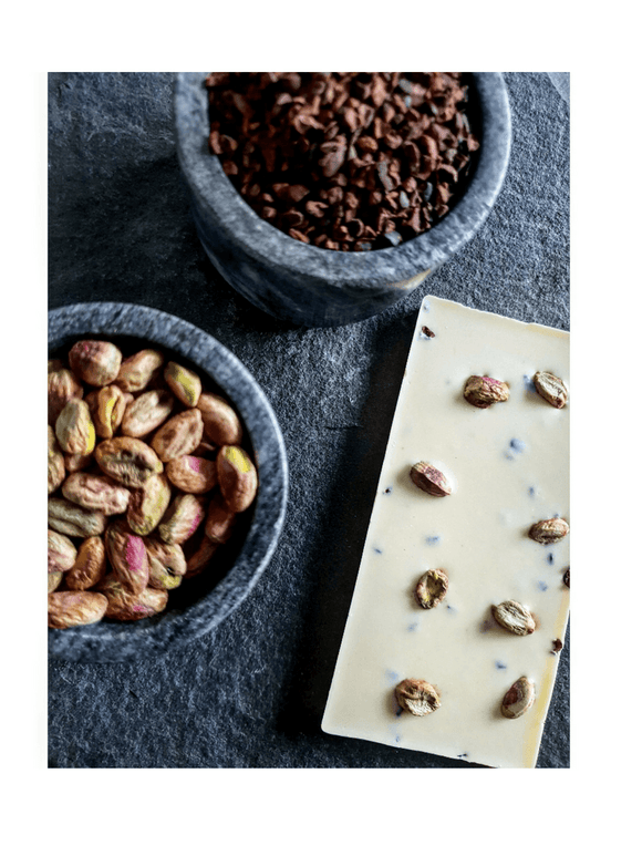 Pistachio & Cocoa Nibs White Chocolate - 70g - Toska Chocolate - The Gourmet Box