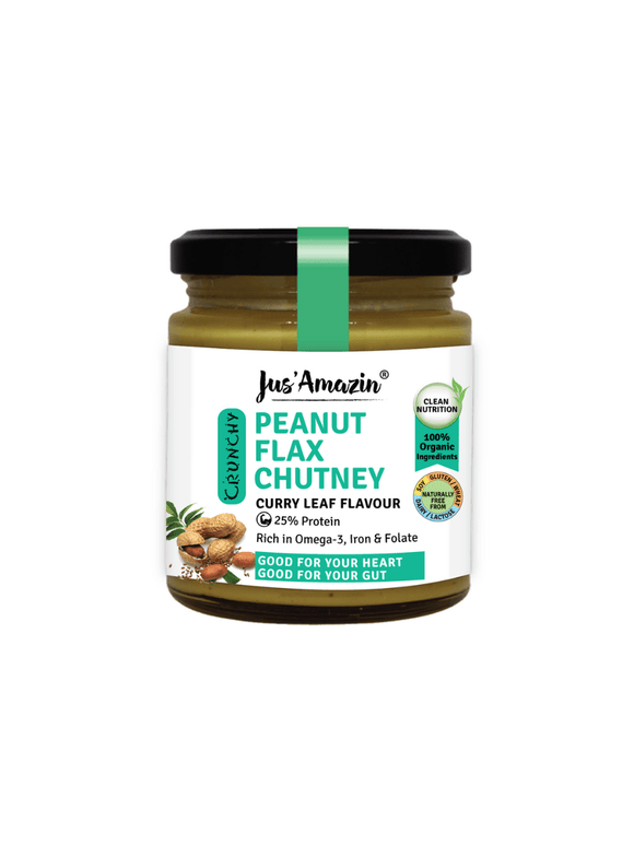 Curry Leaf Crunchy Organic Peanut Flax Chutney - 200g - Jus Amazin - The Gourmet Box
