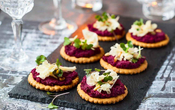 Beetroot & Roasted Pepper Pesto Served with Crackers - The Gourmet Box