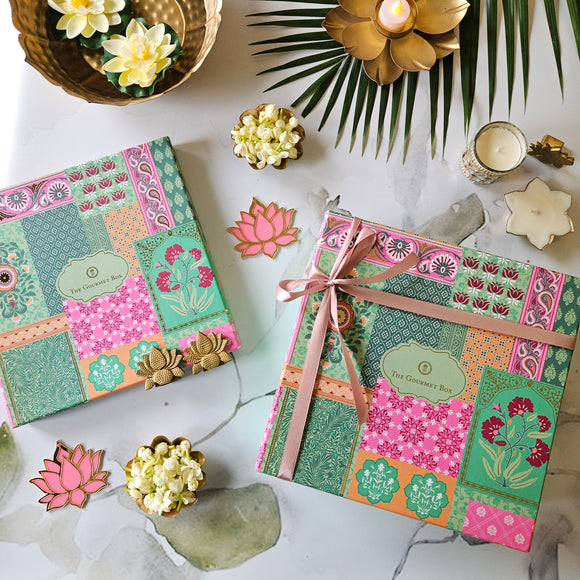 Green Diwali Gift Box - 10x10 inch - The Gourmet Box