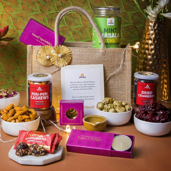 Festive Bites Diwali Jute Bag-Omay Foods