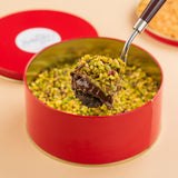 Pistachio Kunafa Fudge Tin Cake with Valentine Special Card - The Baklava Box