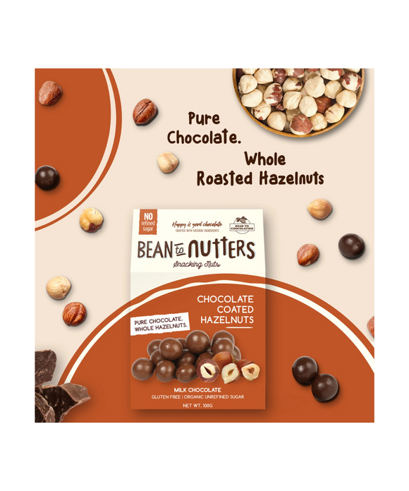 Milk Chocolate Coated Hazelnuts - 100g - Bean To Nutters