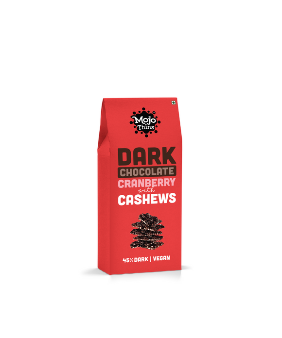 Dark Chocolate Cranberry with Cashews Thins - 100g - Mojo Thins