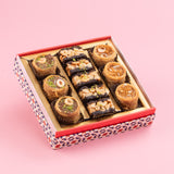 Red Imperial Assorted Chooclate Baklava Sweets Box with Ribbon Packing 250gm - The Baklava Box
