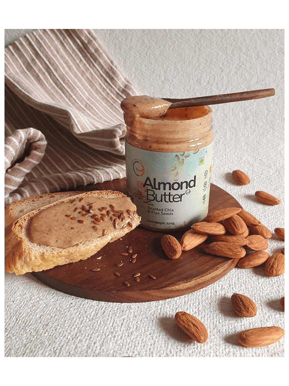 Almond Butter with Roasted Chia & Flax Seeds - 220g - Everything Happy - The Gourmet Box