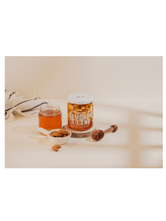 Organic Honey with Blanched Almonds - 220g - The Gourmet Jar - The Gourmet Box