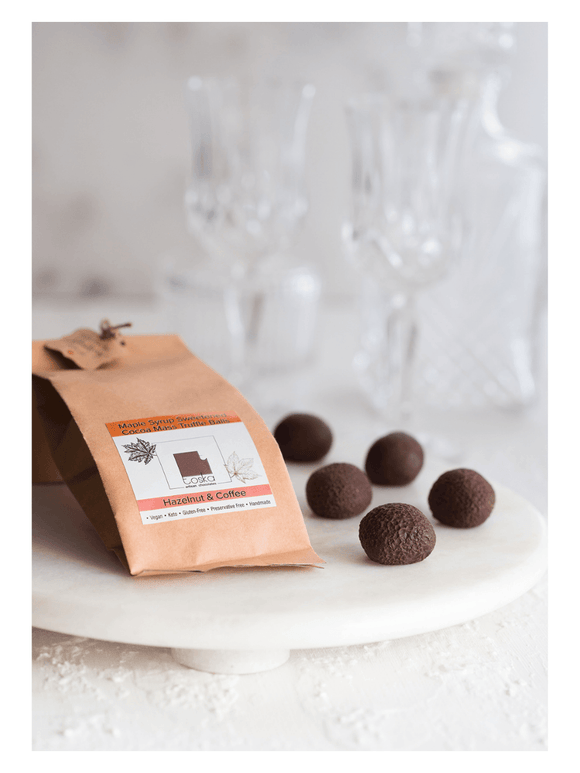 Hazelnut & Coffee Truffles (Maple Syrup sweetened) - 150g - Toska Chocolates - The Gourmet Box