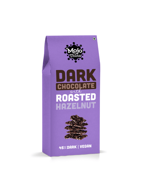 Dark Chocolate with Hazelnut Thins - 100g - Mojo Thins - The Gourmet Box