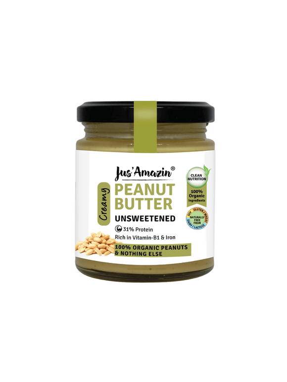 Unsweetened Organic Creamy Peanut Butter -  Jus Amazin - The Gourmet Box